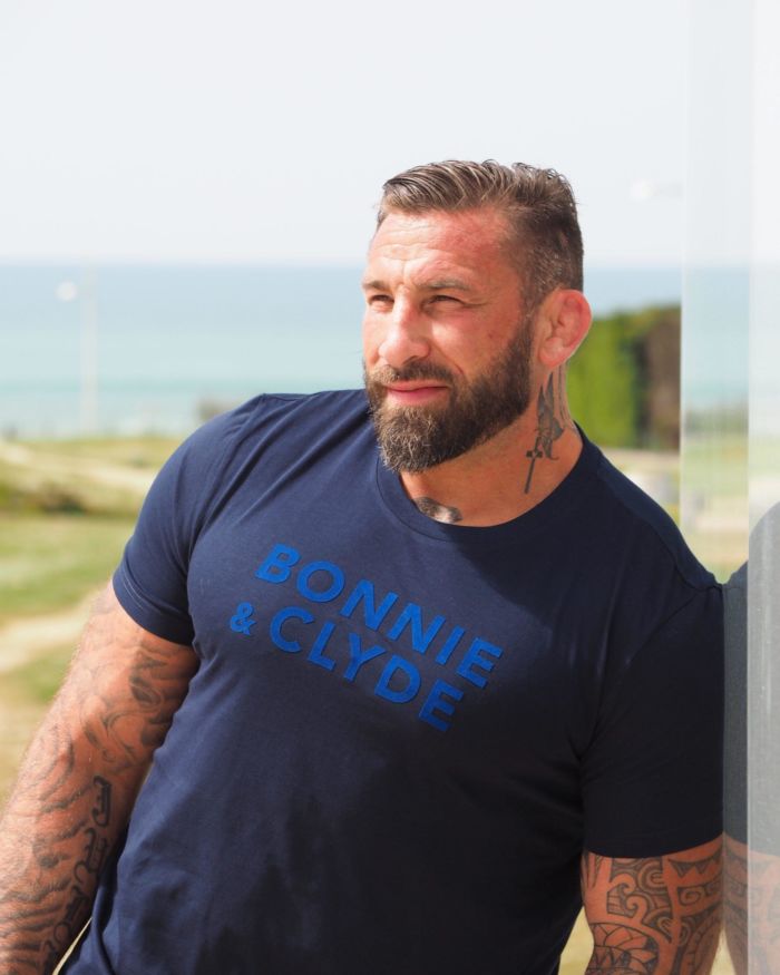 T-Shirt Col Rond  BONNIE & CLYDE Navy / Velours Bleu Roy