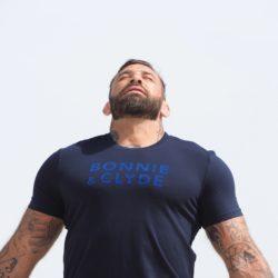T-Shirt Col Rond  BONNIE & CLYDE Navy / Velours Bleu Roy