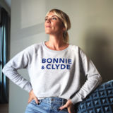 Sweat Loose  BONNIE & CLYDE  Gris chiné  / Velour Bleu Roy