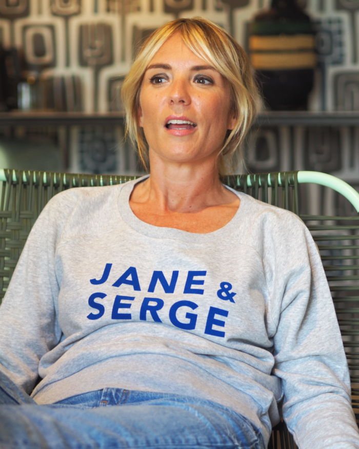 Sweat Loose  JANE & SERGE  Gris chiné / Velours Bleu Roy