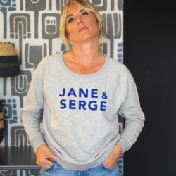 Sweat Loose  JANE & SERGE  Gris chiné / Velours Bleu Roy