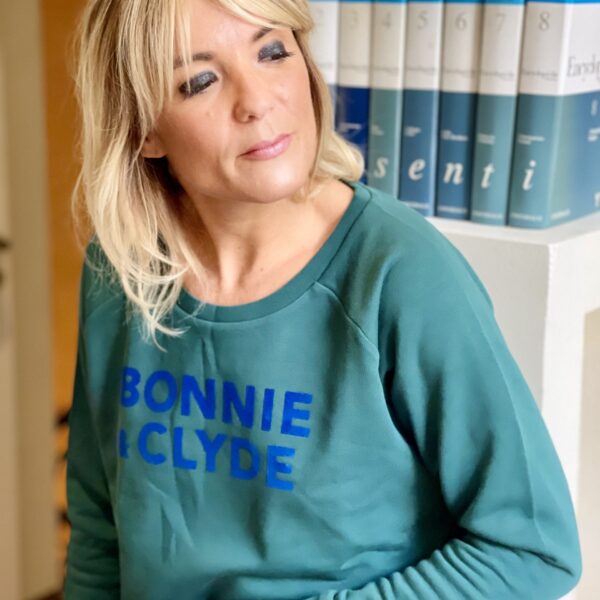 Sweat Loose BONNIE & CLYDE Vert maquis / Velours Bleu Roy
