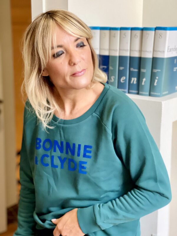 Sweat Loose BONNIE & CLYDE Vert maquis / Velours Bleu Roy