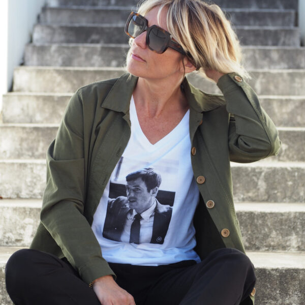 T-Shirt Col V BELMONDO Blanc