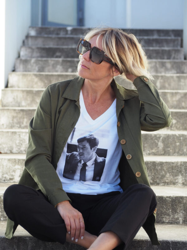 T-Shirt Col V BELMONDO Blanc