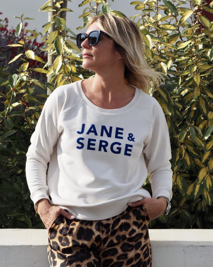 Sweat Loose  JANE & SERGE  Crème / Bleu Roy