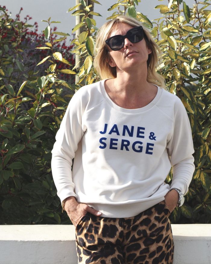 Sweat Loose  JANE & SERGE  Crème / Bleu Roy