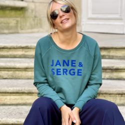 Sweat Loose  JANE & SERGE  Vert anglais / Bleu Roy