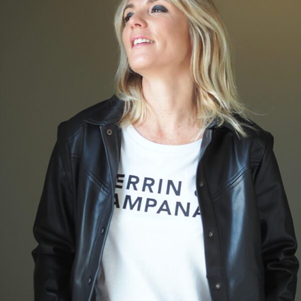 T-Shirt Col Danseuse Blanc / Black PERRIN & CAMPANA