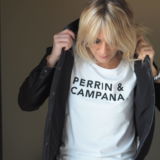 T-Shirt Col Danseuse  Blanc / Black PERRIN & CAMPANA