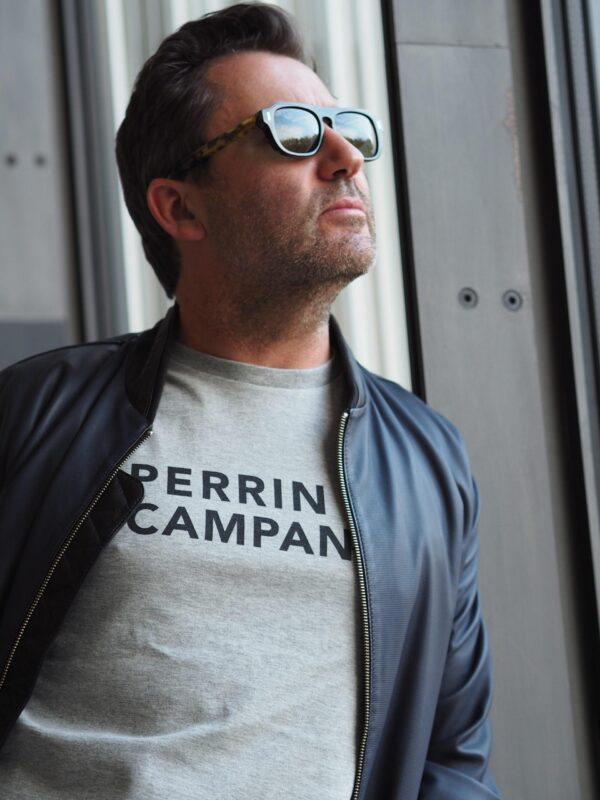 T-Shirt Col Rond HOMME Gris chiné / Black PERRIN & CAMPANA