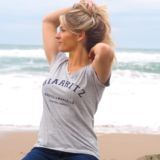 T-Shirt Col V  Gris chiné / Navy  BIARRITZ Quartier Général