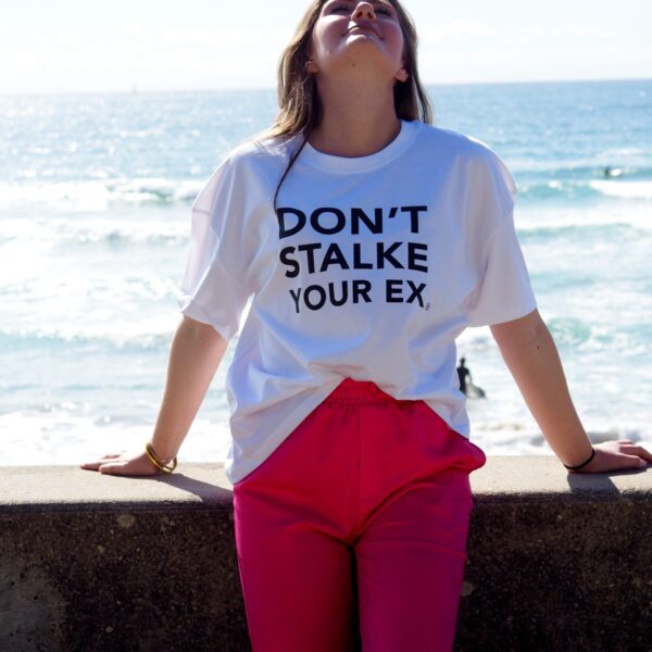 T-Shirt "Oversize" White / Black DON'T STALKE YOUR EX