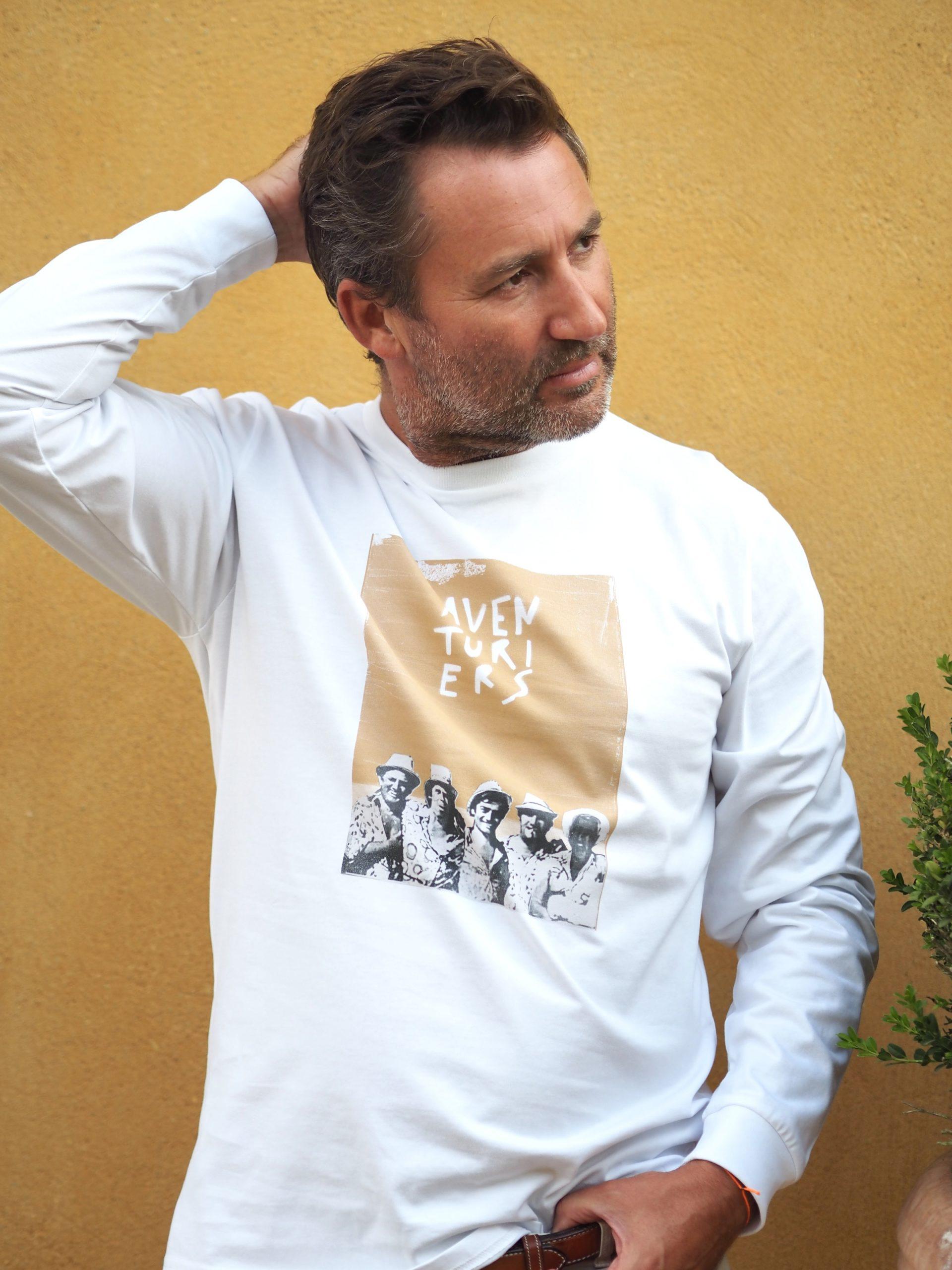 T-Shirt MIXTE Manches Longues  Blanc AVENTURIERS Collaboration JANO
