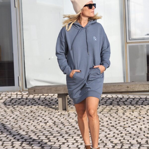 Robe sweat capuche ESPERLUETTE Mineral Grey Brodée