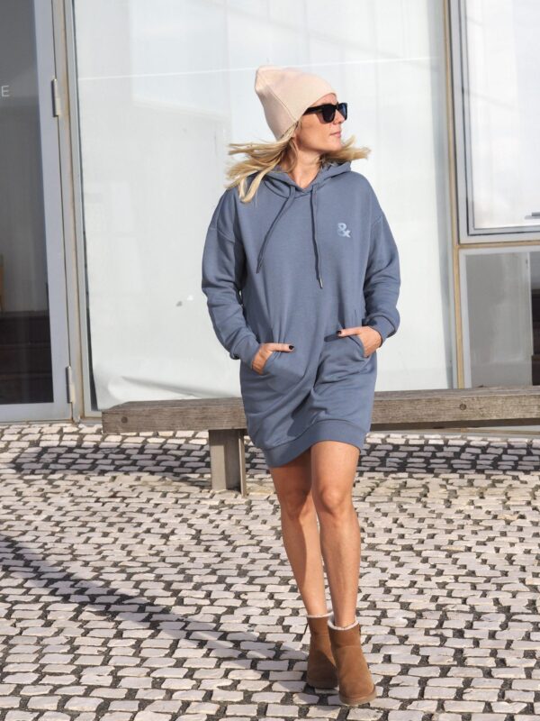 Robe sweat capuche ESPERLUETTE Mineral Grey Brodée