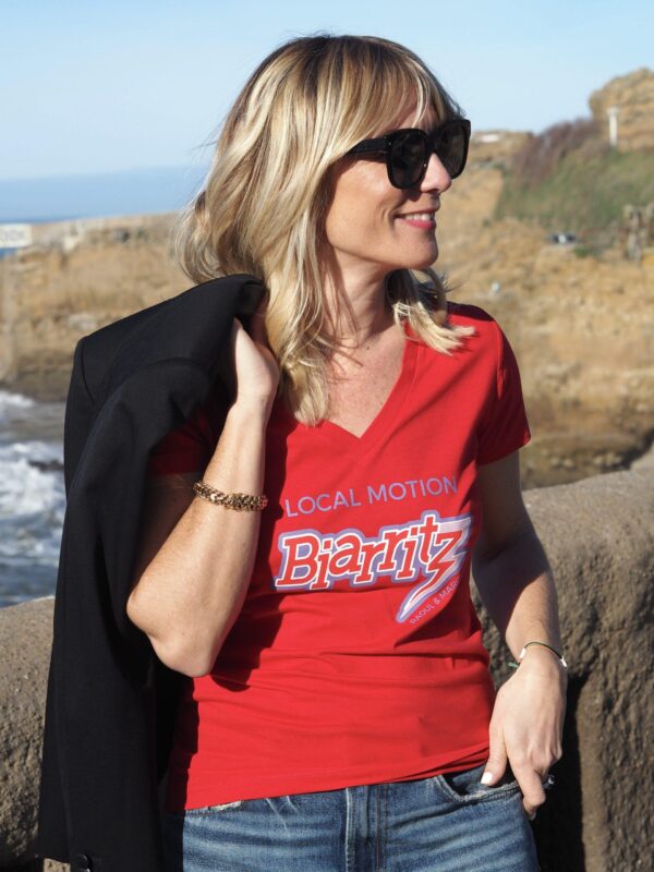 T-Shirt Col V  BIARRITZ Rouge