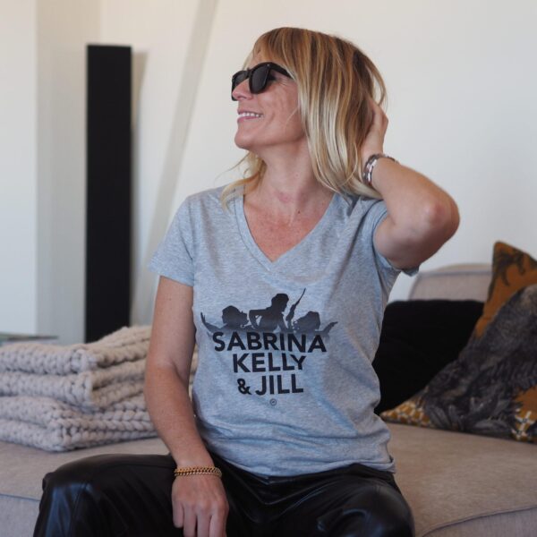 T-Shirt Col V Lucky CHARLIE Gris chiné / Black