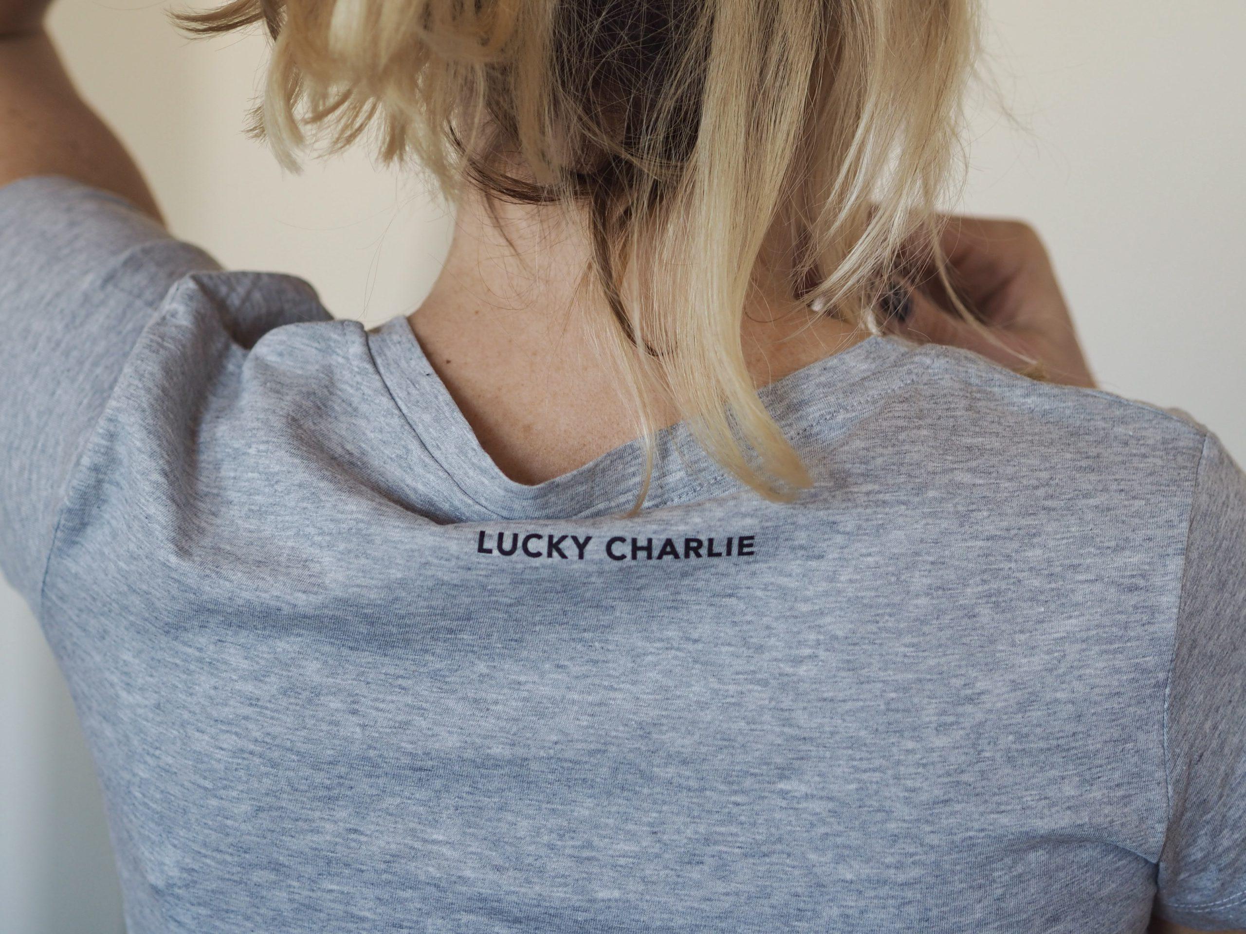T-Shirt Col V Lucky CHARLIE Gris chiné / Black