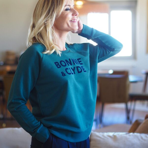 Sweat Loose BONNIE & CLYDE Vert / Velours Marine