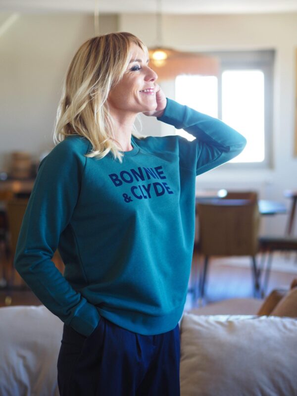 Sweat Loose BONNIE & CLYDE Vert / Velours Marine