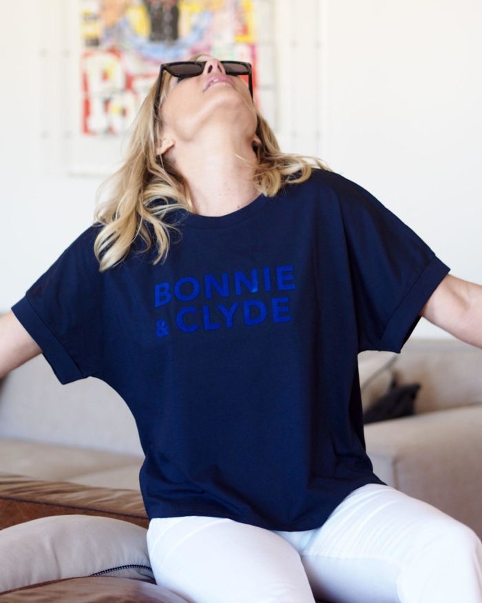 T-Shirt Very Loose BONNIE & CLYDE Navy / Velours Bleu Roy