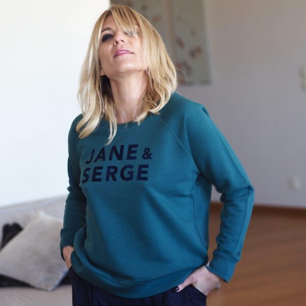 Sweat Loose JANE & SERGE Vert / Velours Marine