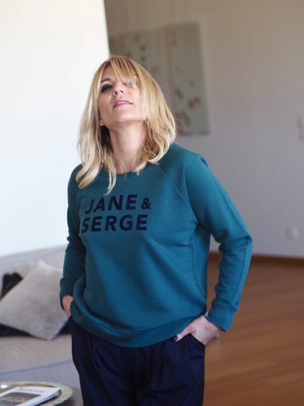 Sweat Loose JANE & SERGE Vert / Velours Marine