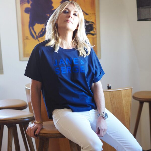 T-Shirt Very Loose JANE & SERGE Navy / Velours Bleu Roy