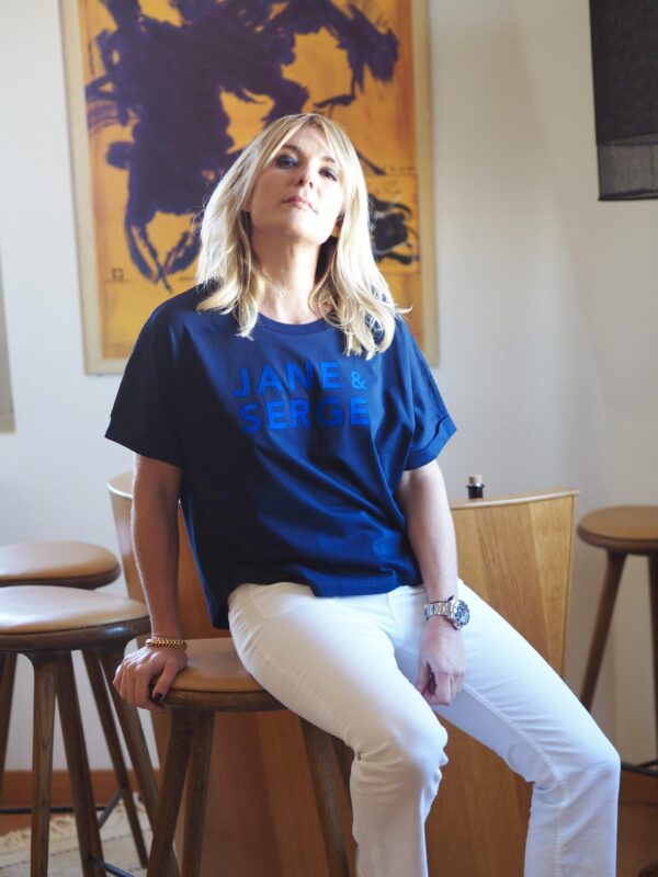 T-Shirt Very Loose JANE & SERGE Navy / Velours Bleu Roy