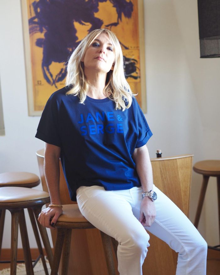 T-Shirt Very Loose JANE & SERGE Navy / Velours Bleu Roy