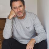 Sweat mixte DE L’AMOUR dans l’air  Gris chiné / Broderie noire
