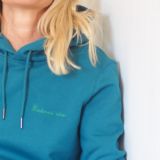 Sweat Capuche Madame rêve Vert paon / Broderie verte