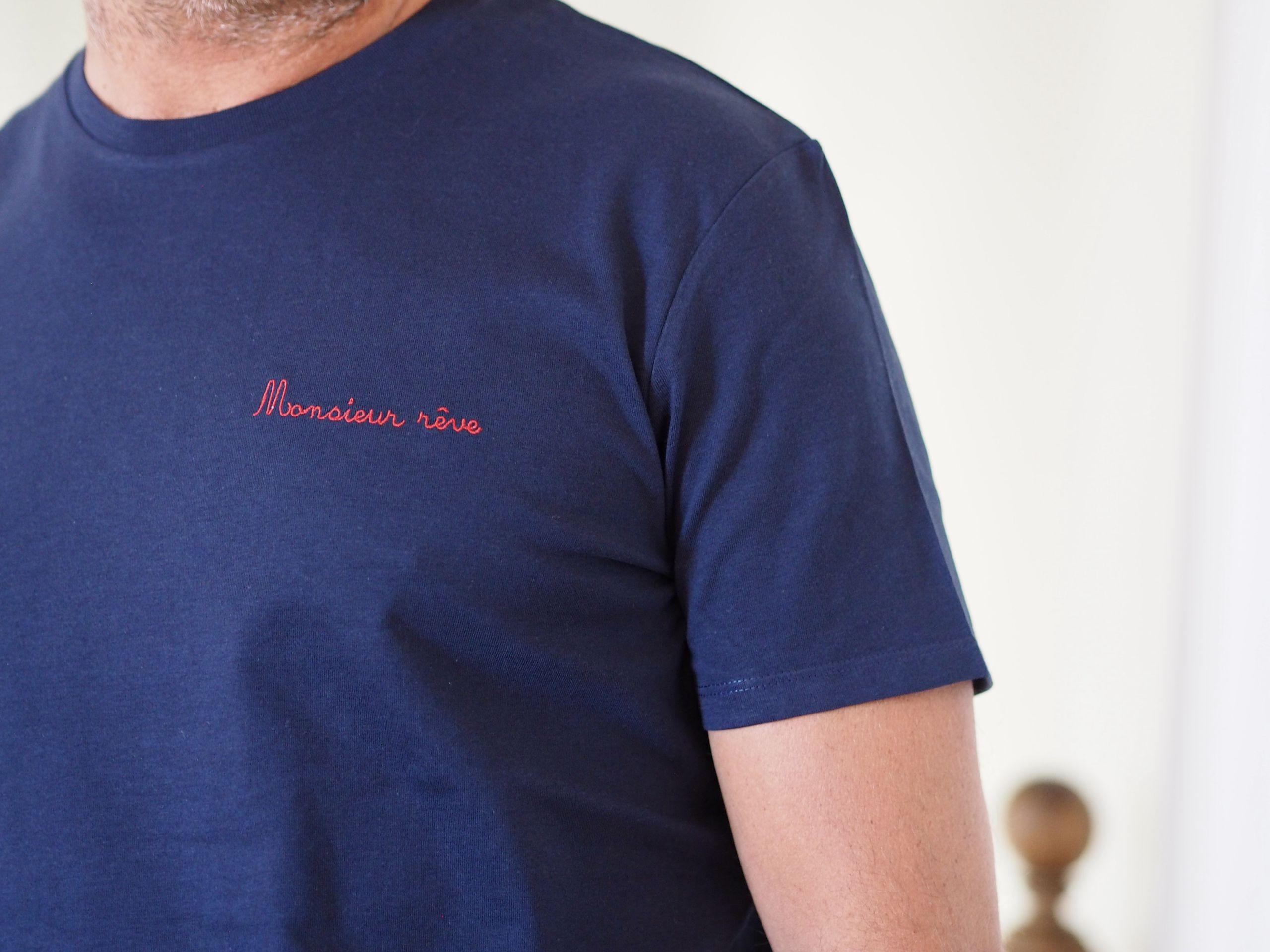 T-Shirt Col Rond  Monsieur rêve Navy / Broderie rouge