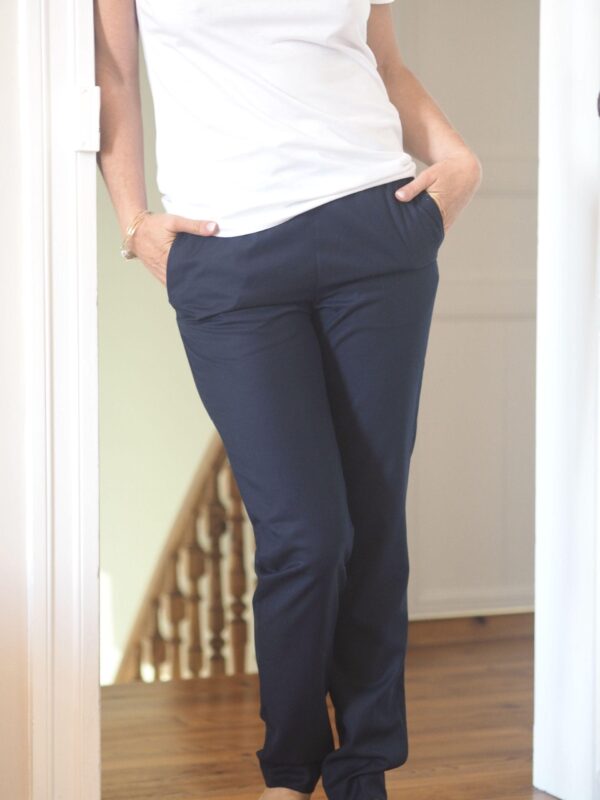 Pantalon Madame rêve Marine broderie Rouge