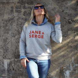 Sweat Loose  JANE & SERGE  Gris chiné / Velours Orange