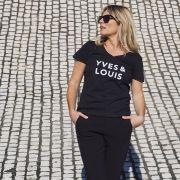 T-Shirt Col V YVES & LOUIS  Black / White  Collab Mademoiselle FANI