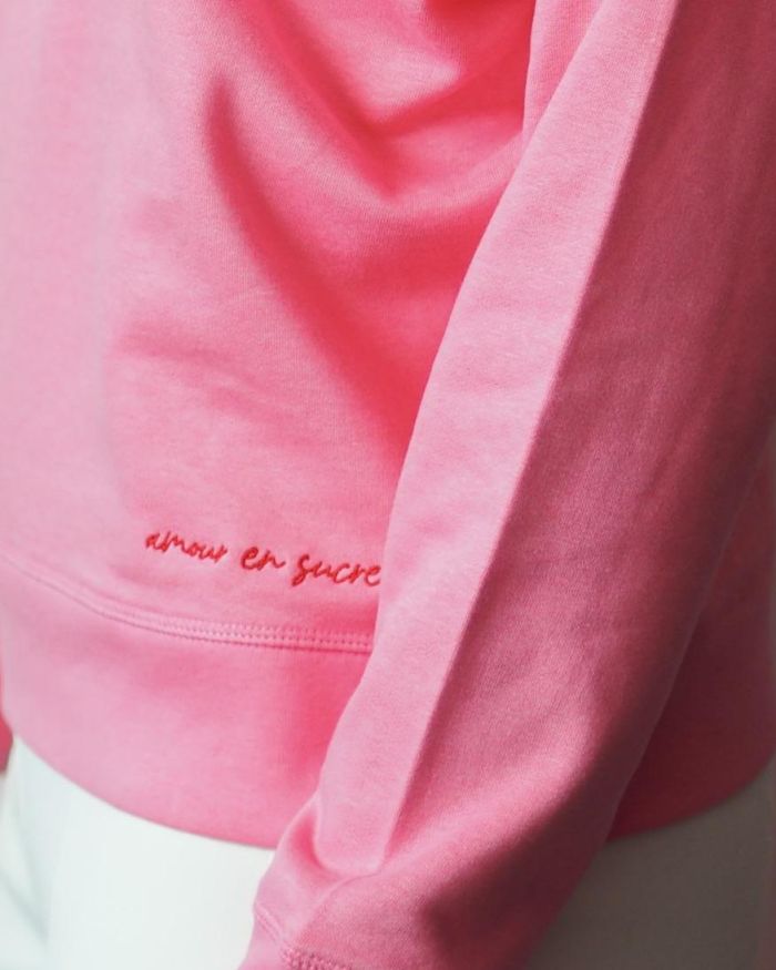 Sweat Loose AMOUR EN SUCRE Rose / Broderie Rouge
