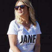 T-Shirt Col V JANE Forever   White / Black