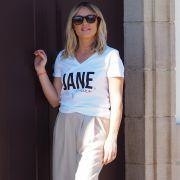 T-Shirt Col V JANE Forever   White / Black