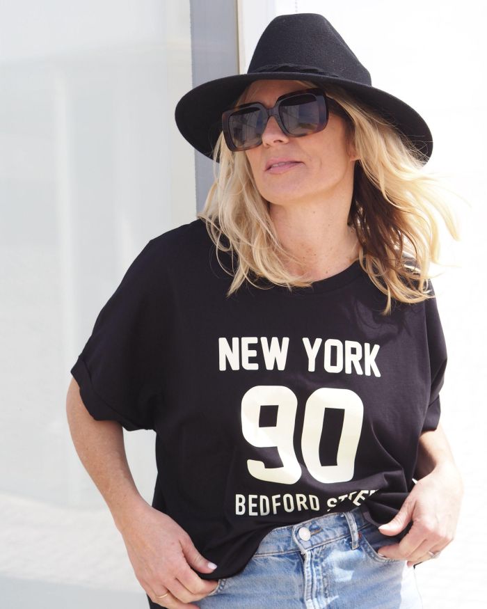 T-Shirt Very loose NEW YORK  Black / Crème
