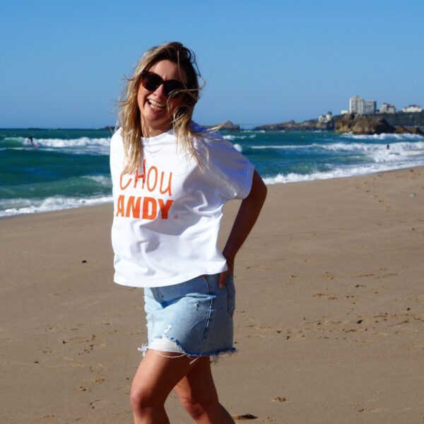 T-Shirt Very loose Chou ANDY White / Orange