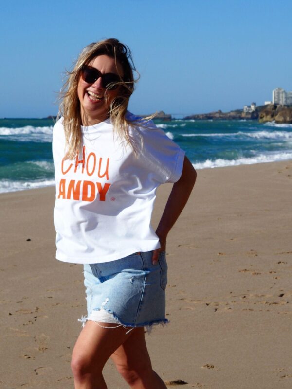 T-Shirt Very loose Chou ANDY White / Orange