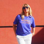 T-Shirt Boxy   BONNIE & CLYDE   Purple Love / Orange