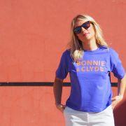 T-Shirt Boxy   BONNIE & CLYDE   Purple Love / Orange