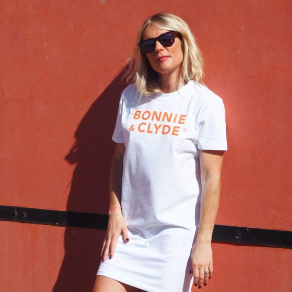 Robe T-Shirt BONNIE & CLYDE Blanc / Orange