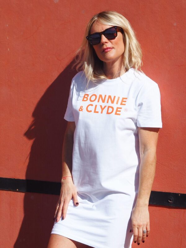 Robe T-Shirt BONNIE & CLYDE Blanc / Orange