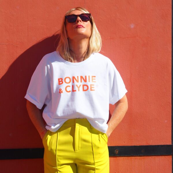 T-Shirt Very Loose BONNIE & CLYDE Blanc / Orange