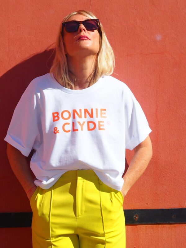 T-Shirt Very Loose BONNIE & CLYDE Blanc / Orange