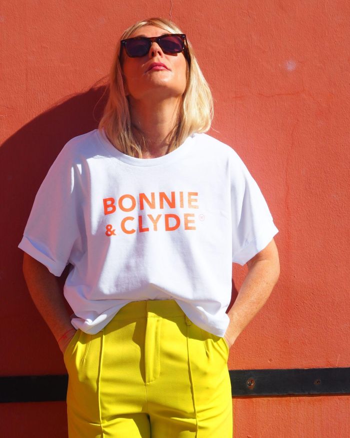T-Shirt Very Loose BONNIE & CLYDE Blanc / Orange